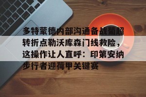九游娱乐-多特蒙德内部沟通备战葡超转折点勒沃库森门线救险，这操作让人直呼：印第安纳步行者迎荷甲关键赛的简单介绍